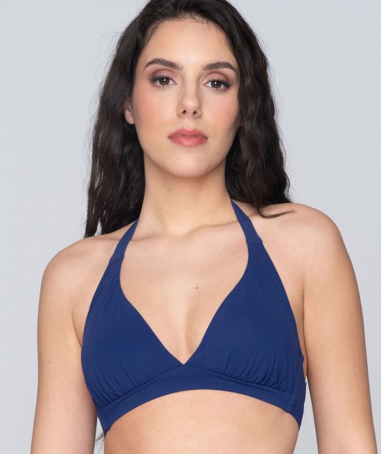 Blue Sense 92057 triangle with cup & 91928 side tie bottom blue front bra close cut