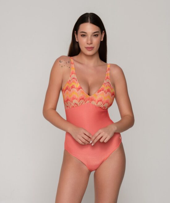 Opal 94209 swimsuit with molded triangle cup coral front