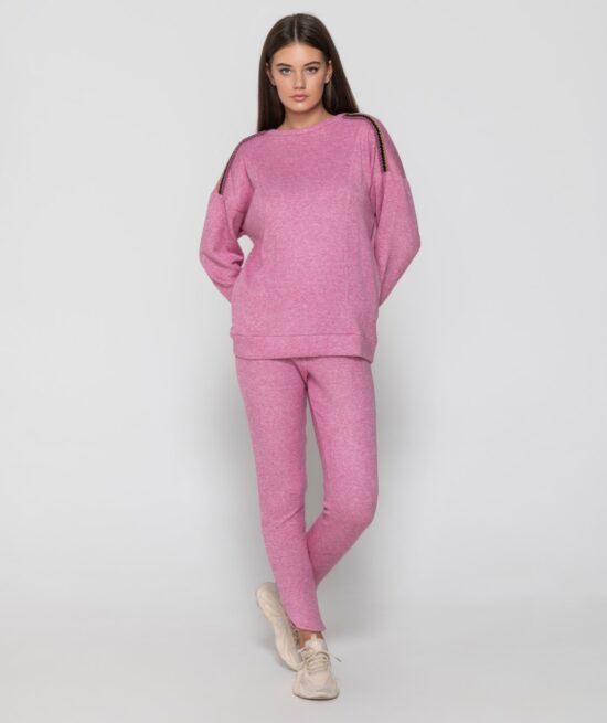 Captivated 8081 longline sweatshirt & 8084  sweatpants pink front