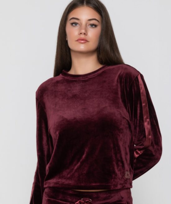 Devoted 8050 crop sweatshirt & 8053 sweatpants aubergine close cut