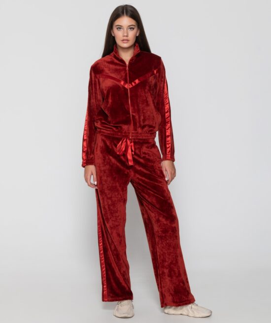 Devoted 8051 zip sweatshirt & 8055 wide leg pants teracotta front