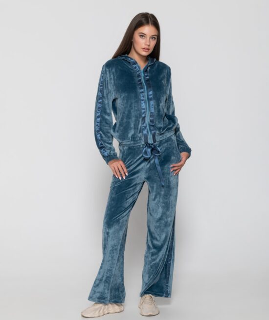 Devoted 8052 zip hoodie & 8055 wide leg pants blue front