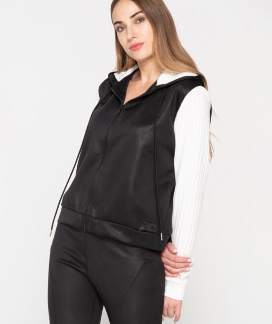 Focused 8071 zip hoodie white & 8073 leggings black close cut